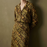 Brown Lines Jersey Knit, Viscose