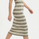 Dark Grey Stripes Chunky Knit, Poly-Cotton, 173 gsm