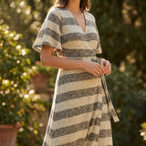 Dark Grey Stripes Chunky Knit, Poly-Cotton, 173 gsm