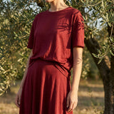 Polyester Linen Jersey Knit Fabric, 158 gsm, 160 cm — Red