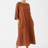 Polyester Stretch Linen-Look Fabric, 244 gsm, 160 cm — Brown