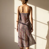 Pink Horizontal-Stripe Mesh, Polyester