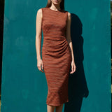 Orange Horizontal-Stripe Chunky Knit, Cotton-Poly