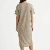 Light Brown Marl Rib Knit, Poly-Linen