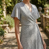 Black Irregular-Dot French Terry, Poly-Cotton