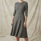 Black Horizontal-Stripe Knit, Poly-Viscose, 170 gsm, 160 cm