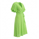 Neon Green Horizontal-Stripe Knit, Poly-Metallic