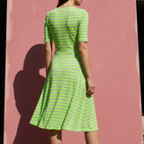 Neon Green Horizontal-Stripe Knit, Poly-Metallic