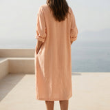 Polyester Stretch Linen-Look Fabric, 206 gsm, 160 cm — Pink