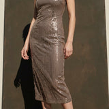Silver Sequin Mesh, Polyester