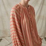 Coral Horizontal-Stripe Jersey Knit, Viscose-Nylon