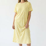 Yellow Horizontal-Stripe Knit, Viscose-Linen