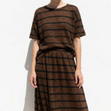 Brown Horizontal-Stripe Rib Knit, Linen