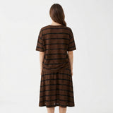 Brown Horizontal-Stripe Rib Knit, Linen