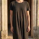 Dark Grey Marl Jersey Knit, Viscose-Linen