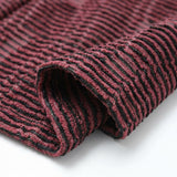 Red Horizontal-Stripe Pointelle Knit, Poly-Cotton