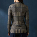 Dark Blue Stripes Rib Knit, Polyester, 186 gsm