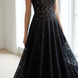 Black Openwork Lace, Polyester, 143 gsm
