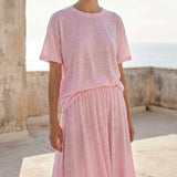 White Marl Jersey Knit, Poly-Linen, 130 gsm, 150 cm
