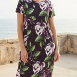 White Flowers Scuba Knit, Polyester