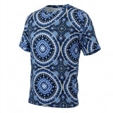 Blue Ornate-Floral Jersey Knit, Polyester