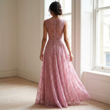 Pink Floral Lace, Nylon, 105 gsm
