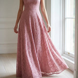 Pink Floral Lace, Nylon, 110 gsm