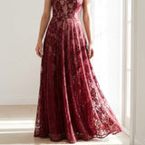 Burgundy Floral Lace, Nylon