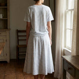 White Marl Jersey Knit, Poly-Linen, 130 gsm, 157 cm