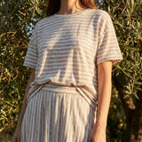 White Stripes Knit, Poly-Linen