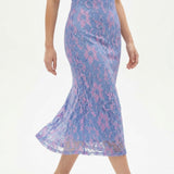 Light Blue Bold-Floral Lace, Nylon-Poly