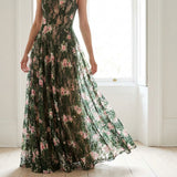 Dark Green Floral Lace, Nylon, 95 gsm