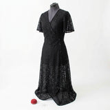 Black Geometric Lace, Cotton-Nylon