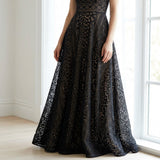Black Geometric Lace, Cotton-Nylon