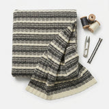 Black Horizontal-Band Rib Knit, Poly-Cotton
