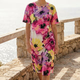 Pink Abstract-Floral Scuba Knit, Polyester