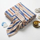 Blue Vertical-Stripe Crepe, Polyester, 163 gsm
