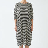 Black Horizontal-Stripe Linen-Look, Polyester