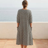 Black Horizontal-Stripe Linen-Look, Polyester