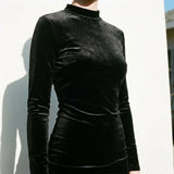 Polyester Stretch Velvet Fabric, 550 gsm, 160 cm — Black