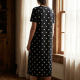 White Dots Scuba Knit, Polyester