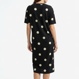 White Dots Scuba Knit, Polyester
