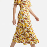 Yellow Flowers Crepe, Polyester