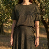 Black Marl Rib Knit, Viscose-Poly, 212 gsm