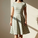 Off-White Horizontal-Stripe Crepe, Poly-Viscose