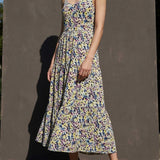 Yellow Abstract Crepe, Polyester