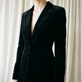 Polyester Stretch Velvet Fabric, 240 gsm, 150 cm — Black, ref EF-232363