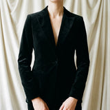 Polyester Stretch Velvet Fabric, 320 gsm, 150 cm — Black