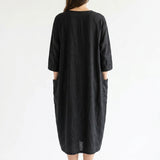 Polyester Stretch Linen-Look Fabric, 200 gsm, 155 cm — Black