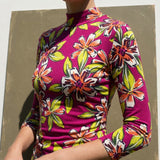 Yellow-Green Bold-Floral Jersey Knit, Viscose